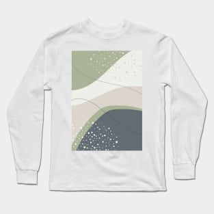 Modern Abstract Organic Shapes in Green, Grey and Neutral Tones Long Sleeve T-Shirt